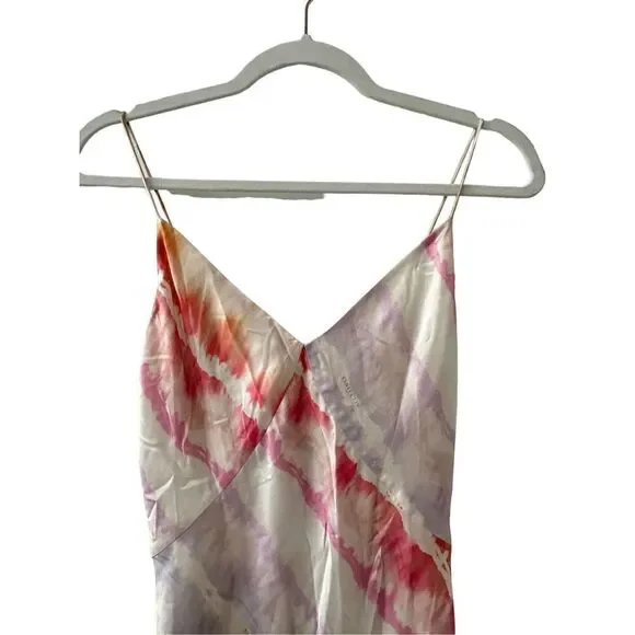 AllSaints Melody Marea Silk Slip Midi Dress Rainbow Pink Women's Size 2